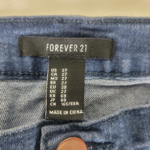 Forever 21 Jeans Womens 27 Blue Denim Low Rise Skinny Leg Medium Wash W28 x L27 - Picture 9 of 13